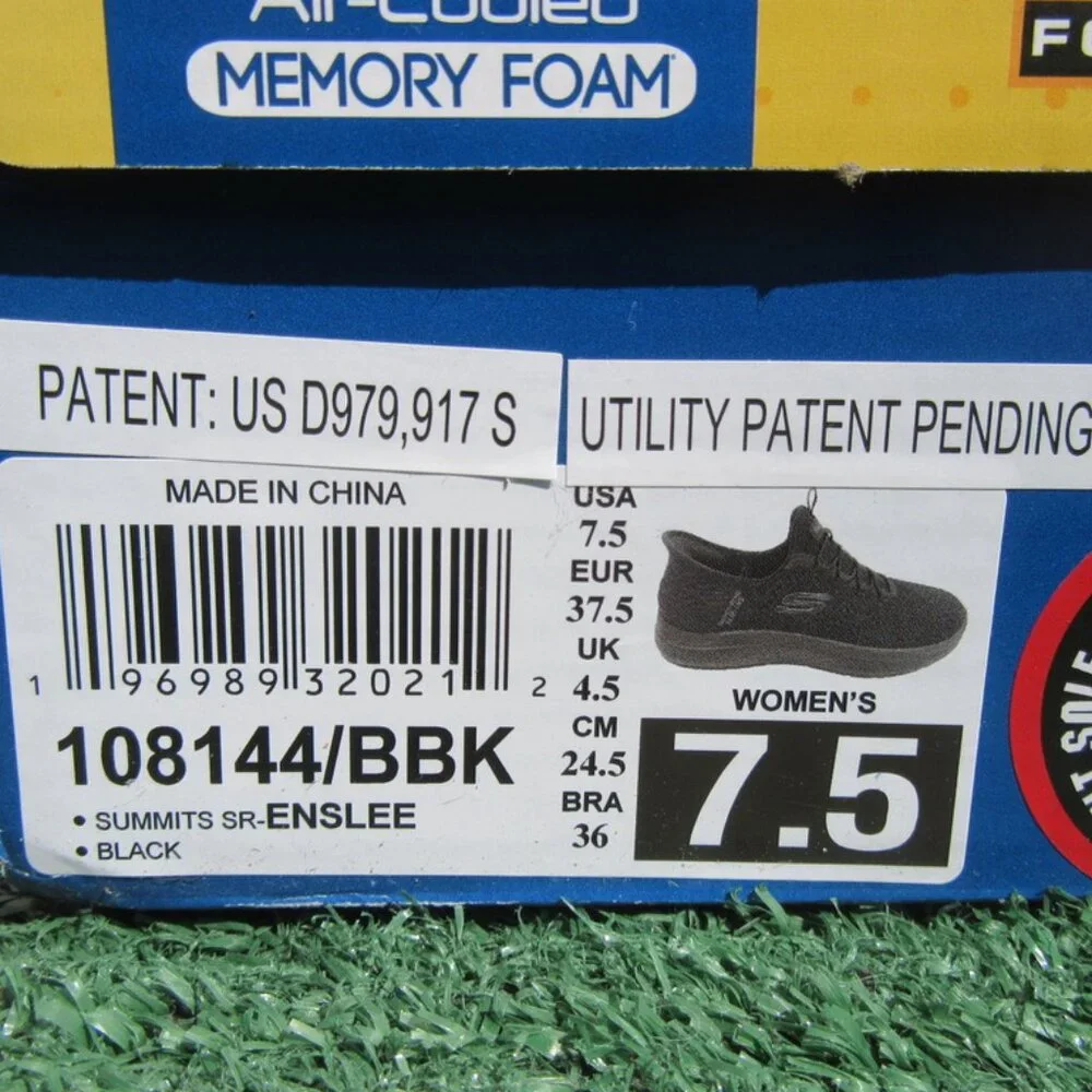 Brand New Skechers Enslee Black Slip Ins Slip Resistant Sneakers Shoes Size 7.5 - Picture 7 of 7